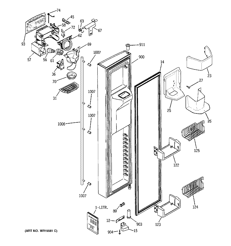 FREEZER DOOR Diagram and Parts List for ZFSB26DRDSS  General Electric Refrigerator