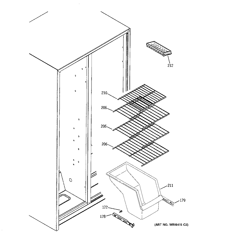 FREEZER SHELVES Diagram and Parts List for GSS20DBPCWW  General Electric Refrigerator