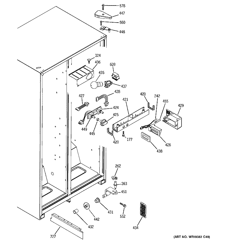 FRESH FOOD SECTION Diagram and Parts List for GSS20DBPCWW  General Electric Refrigerator
