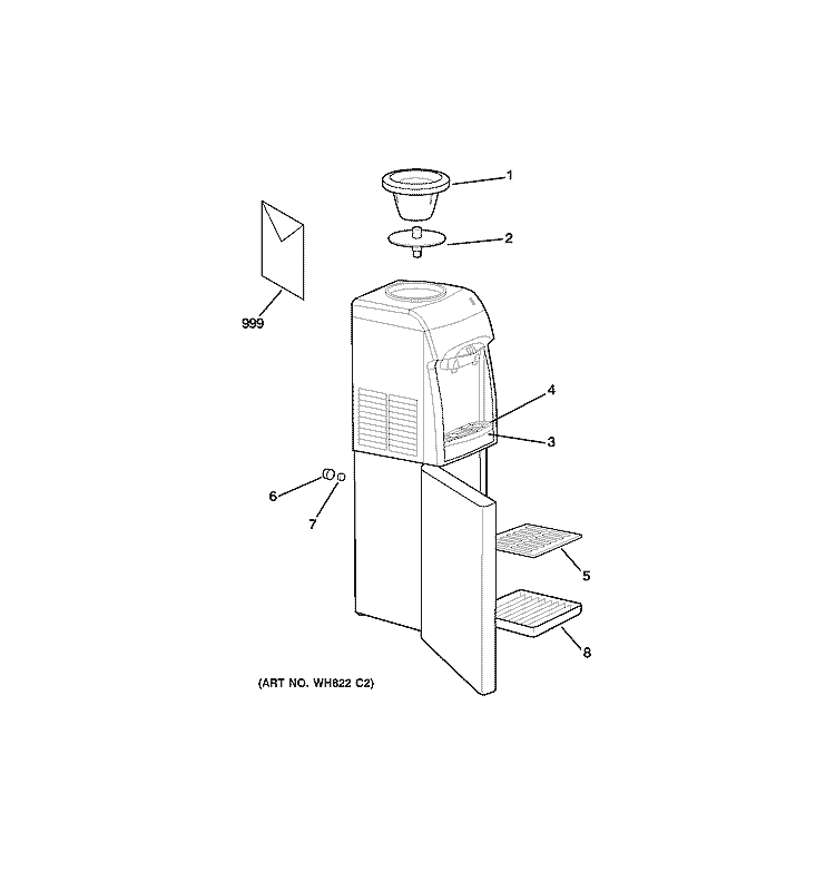 HOT & COLD WATER DISPENSER Diagram and Parts List for GXCF25FBS  General Electric Water Filter System