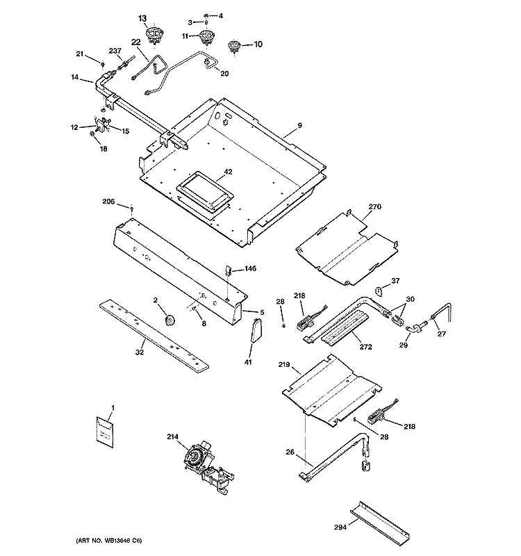 GAS & BURNER PARTS Diagram and Parts List for JGBP30SEK4SS  General Electric Range