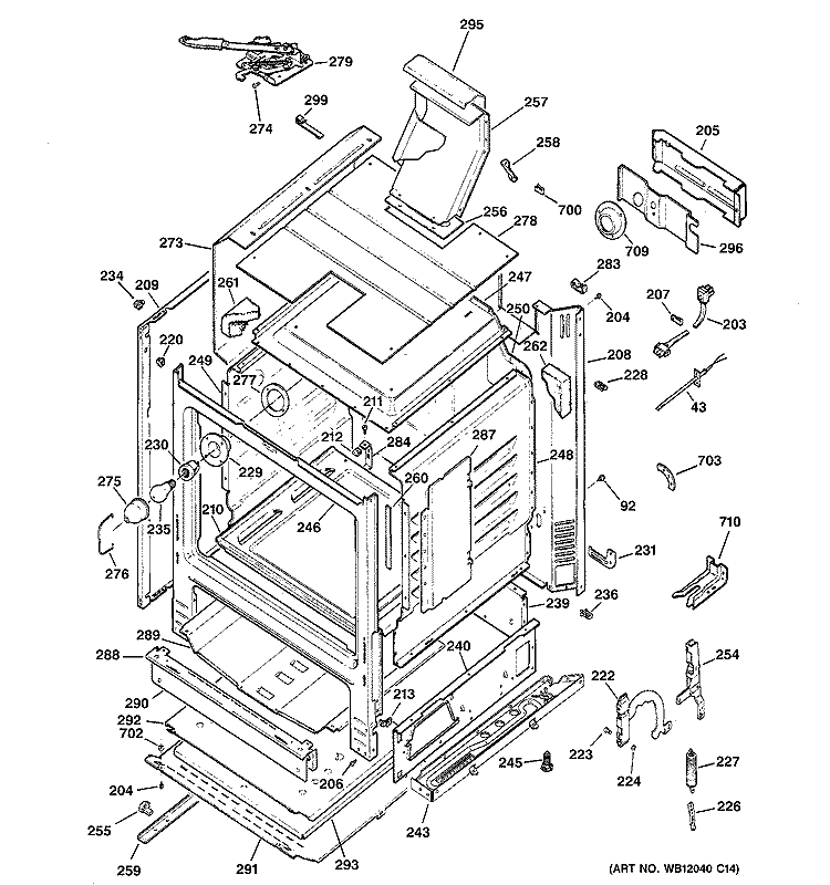BODY PARTS Diagram and Parts List for JGBP30SEK4SS  General Electric Range