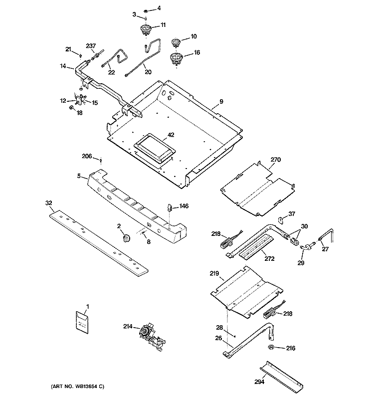 GAS & BURNER PARTS Diagram and Parts List for JGBP35SEJ4SS  General Electric Range