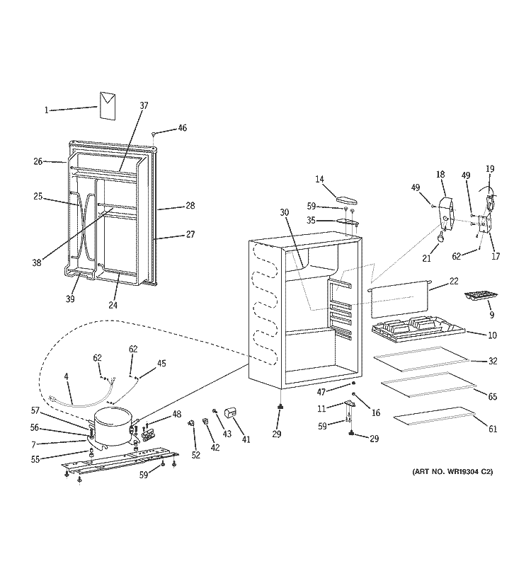 REFRIGERATOR Diagram and Parts List for GMR04HANDBS  General Electric Refrigerator