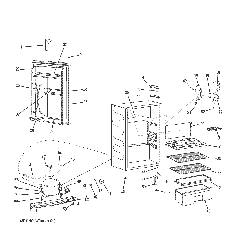 REFRIGERATOR Diagram and Parts List for WMR04BANDBB  General Electric Refrigerator