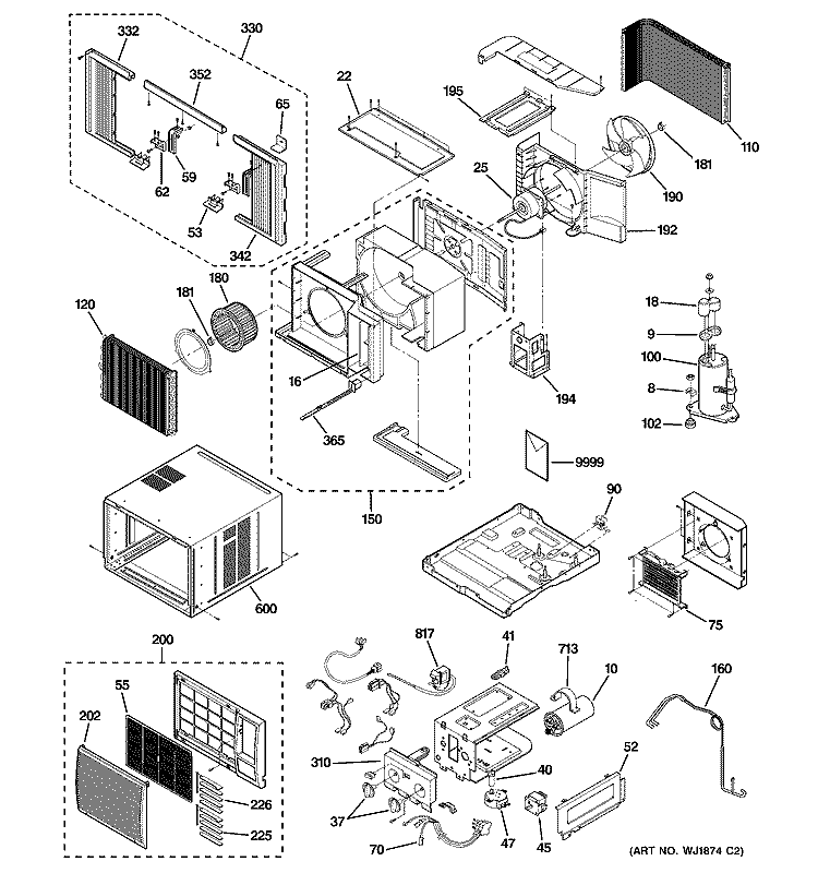 ROOM AIR CONDITIONER Diagram and Parts List for AGE18DJG1  General Electric Air Conditioner