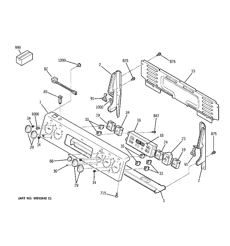 CONTROL PANEL Diagram and Parts List for ECBP82SL2SS  General Electric Range