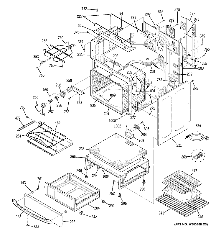 BODY PARTS Diagram and Parts List for ECBP82SL2SS  General Electric Range