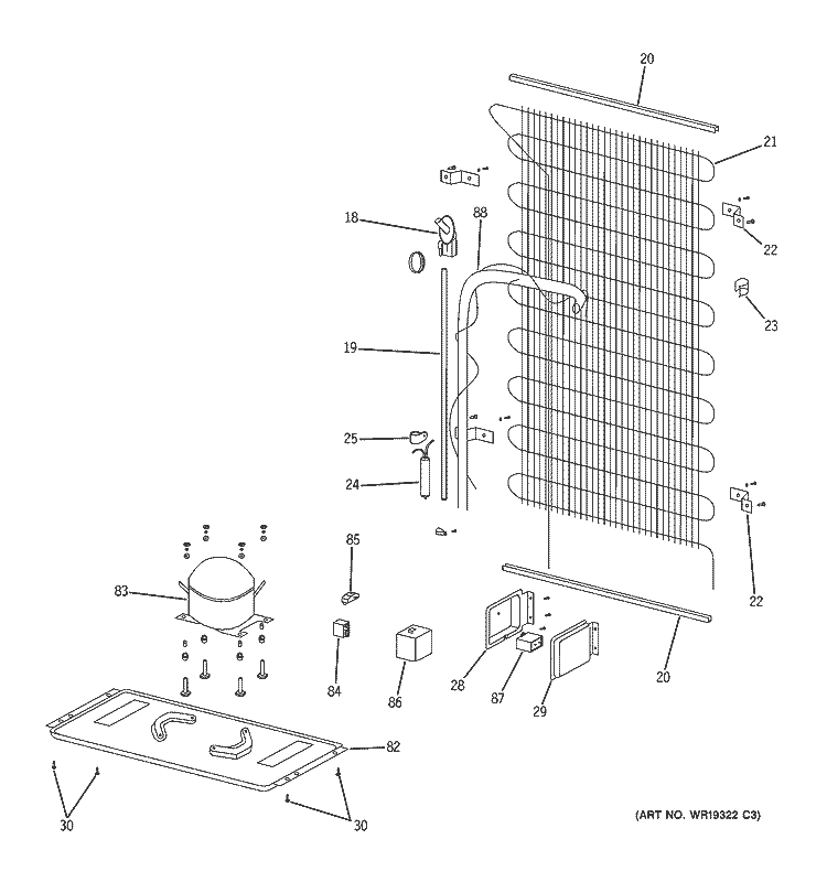 UNIT PARTS Diagram and Parts List for GTS12BBPBRCC  General Electric Refrigerator