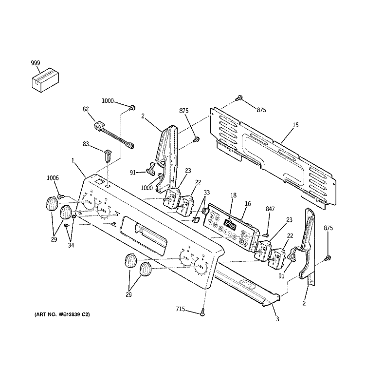 CONTROL PANEL Diagram and Parts List for JCBP65SK4SS  General Electric Range