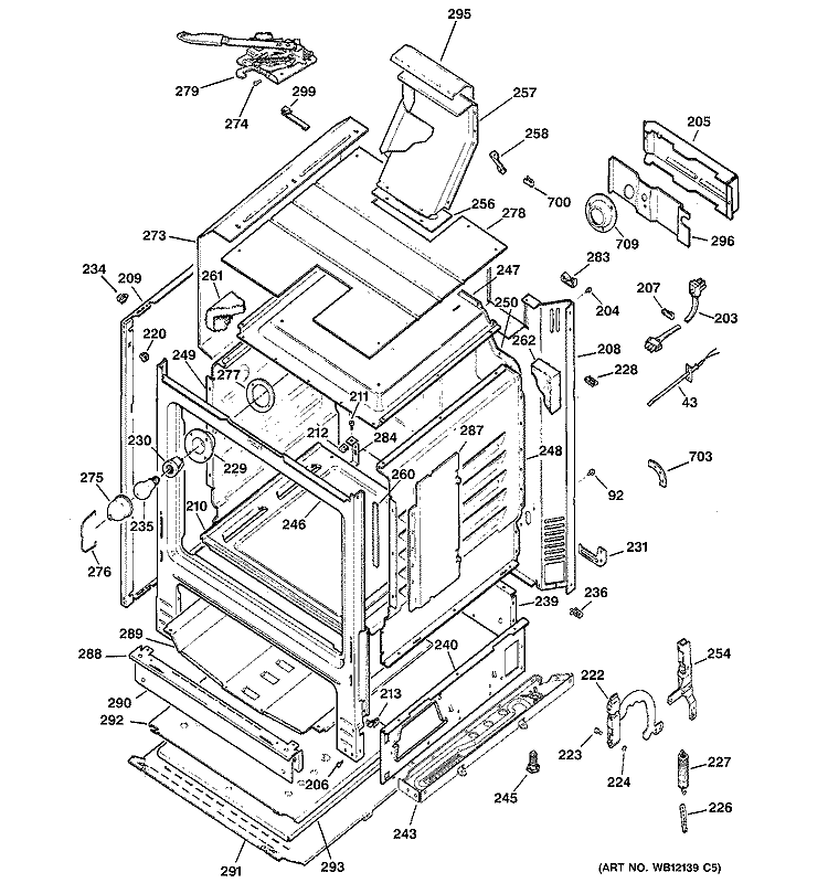 BODY PARTS Diagram and Parts List for JGBP24BEH6CT  General Electric Range