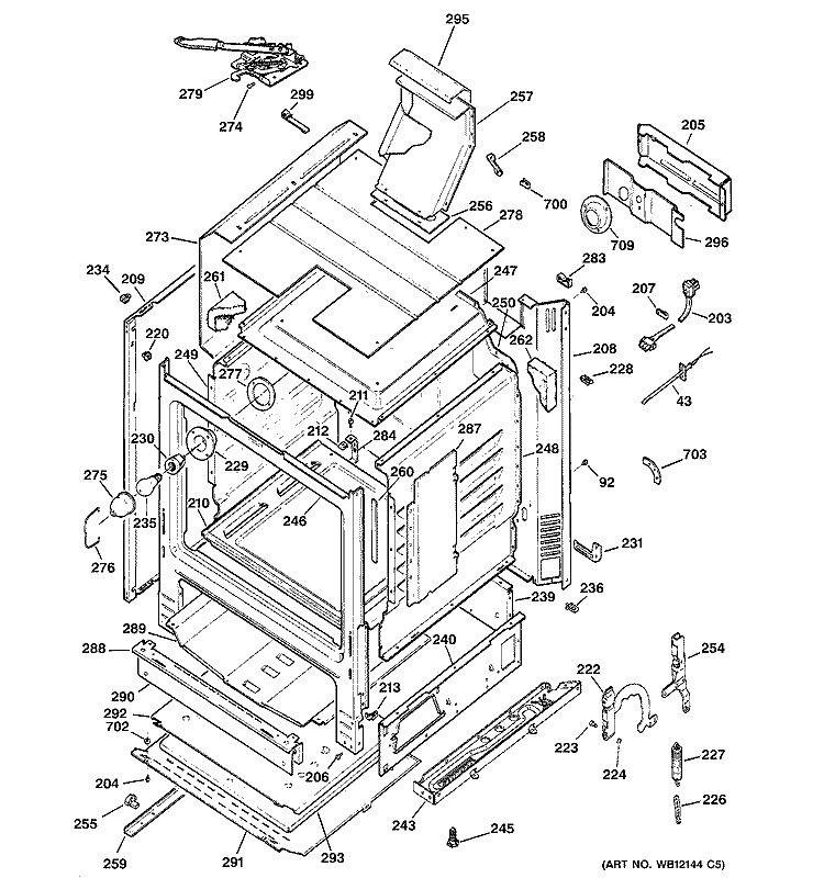 BODY PARTS Diagram and Parts List for JGBP26CEH6CC  General Electric Range