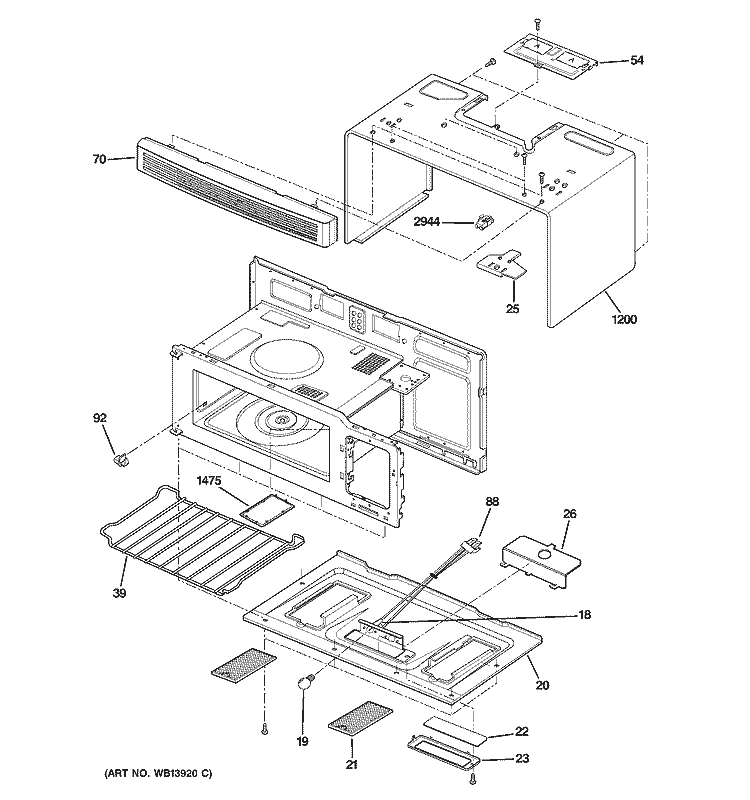 OVEN CAVITY PARTS Diagram and Parts List for JNM1541DM1CC  General Electric Microwave