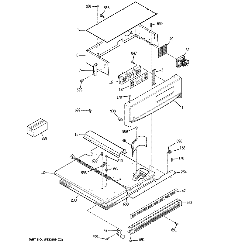 CONTROL PANEL Diagram and Parts List for JRP20BJ1BB  General Electric Wall Oven