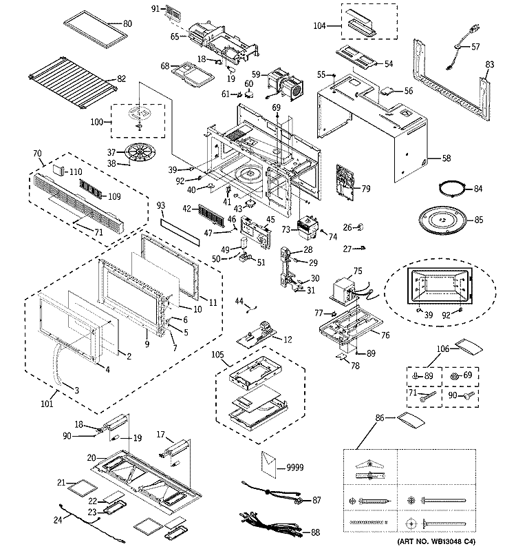 MICROWAVE Diagram and Parts List for JVM1441CJ01  General Electric Microwave
