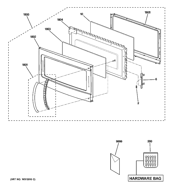 DOOR PARTS Diagram and Parts List for HVM1540DM1BB  General Electric Microwave
