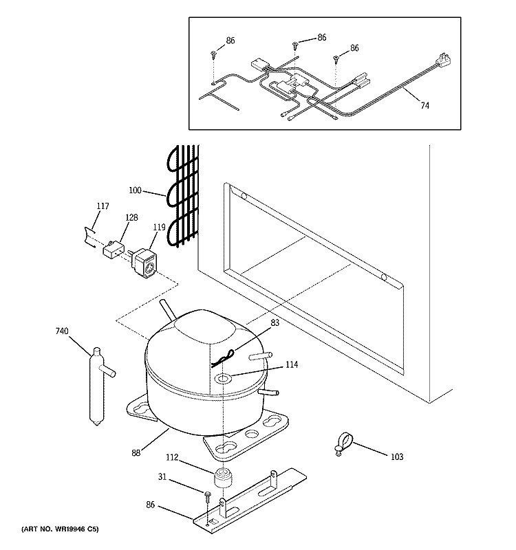 UNIT PARTS Diagram and Parts List for FCM15DPGWH  General Electric Freezer
