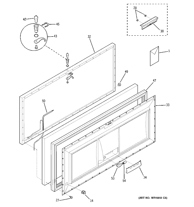 FREEZER DOOR Diagram and Parts List for FCM15DTBWH  General Electric Freezer