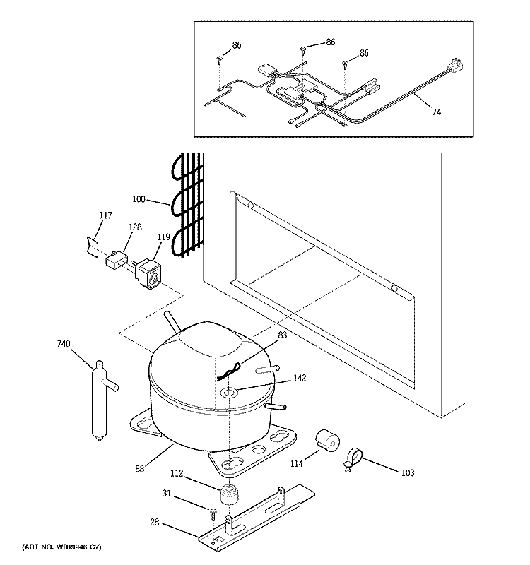 UNIT PARTS Diagram and Parts List for FCM20DTAWH  General Electric Freezer