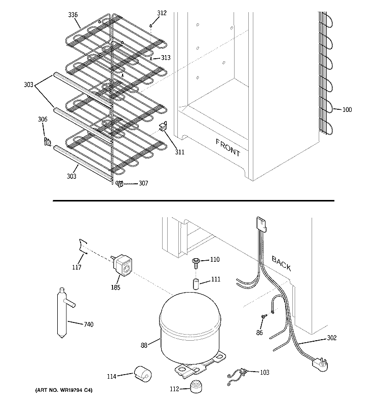 UNIT PARTS Diagram and Parts List for FUM21DTARWH  General Electric Freezer