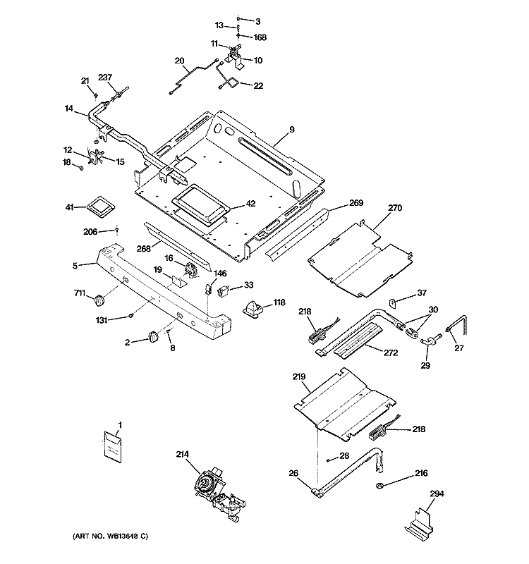 GAS & BURNER PARTS Diagram and Parts List for JGB928KEK5CC  General Electric Range
