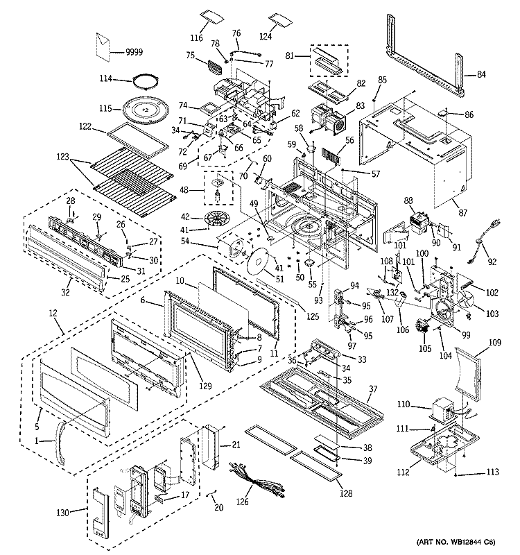 MICROWAVE Diagram and Parts List for JVM2070SK01  General Electric Microwave