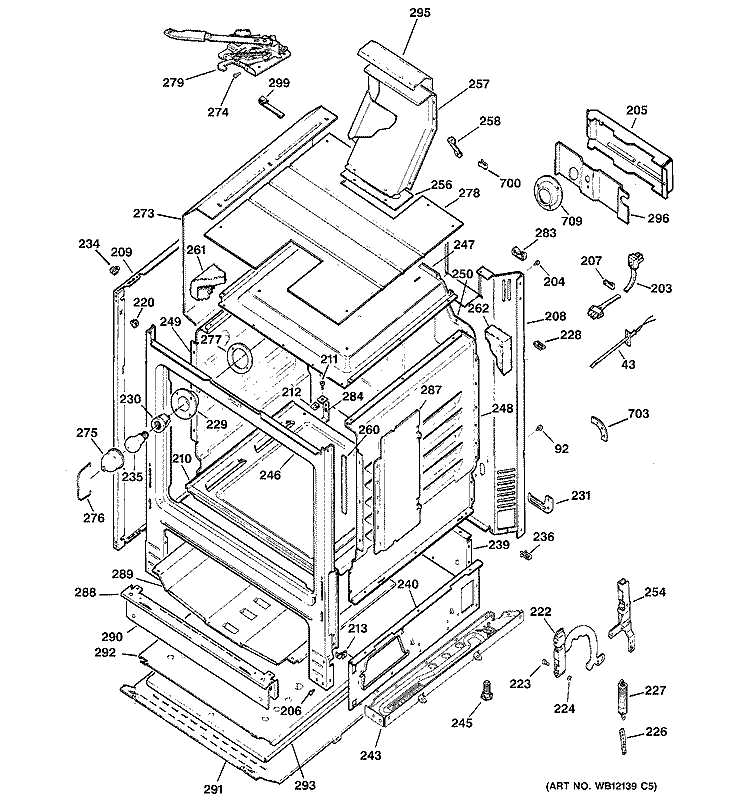 BODY PARTS Diagram and Parts List for JGBP24BEH5CT  General Electric Range
