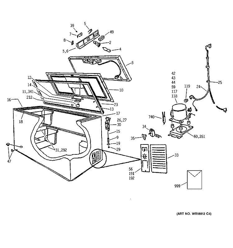 FREEZER Diagram and Parts List for FCM15RMAWW  General Electric Freezer