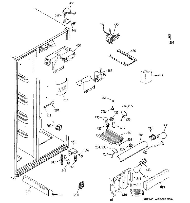 FRESH FOOD SECTION Diagram and Parts List for GCE21LGTAFNS  General Electric Refrigerator