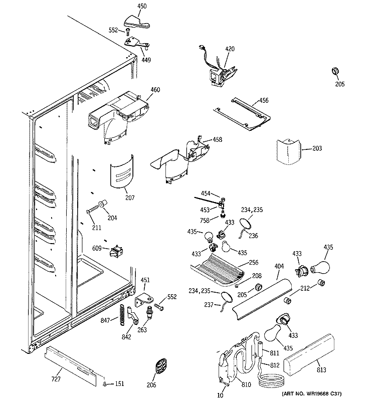 FRESH FOOD SECTION Diagram and Parts List for GCE21LGTAFSS  General Electric Refrigerator