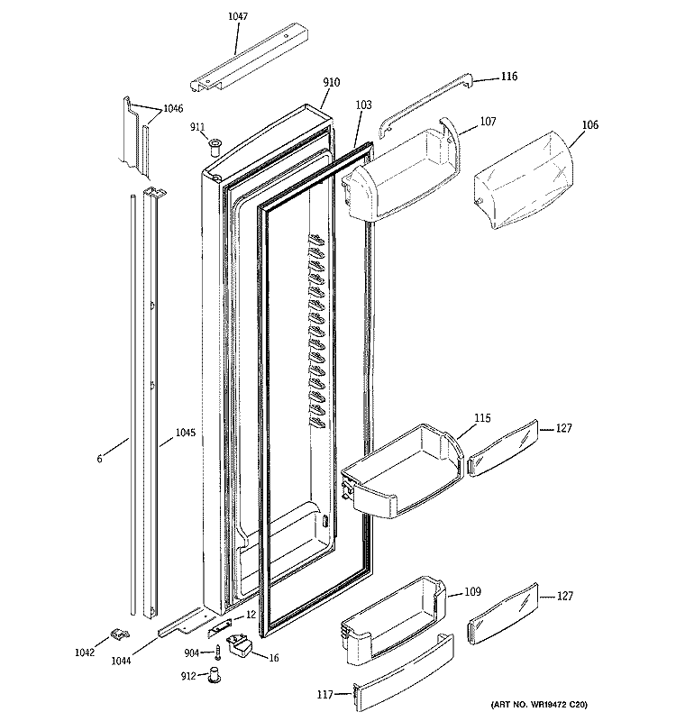 FRESH FOOD DOOR Diagram and Parts List for GIE21LGTAFKB  General Electric Refrigerator