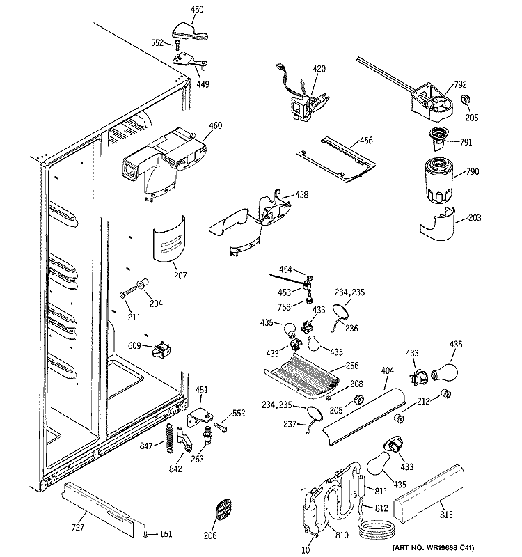 FRESH FOOD SECTION Diagram and Parts List for GIE21LGTAFKB  General Electric Refrigerator