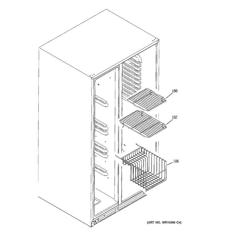 FREEZER SHELVES Diagram and Parts List for GSK25LHTACCC  General Electric Refrigerator