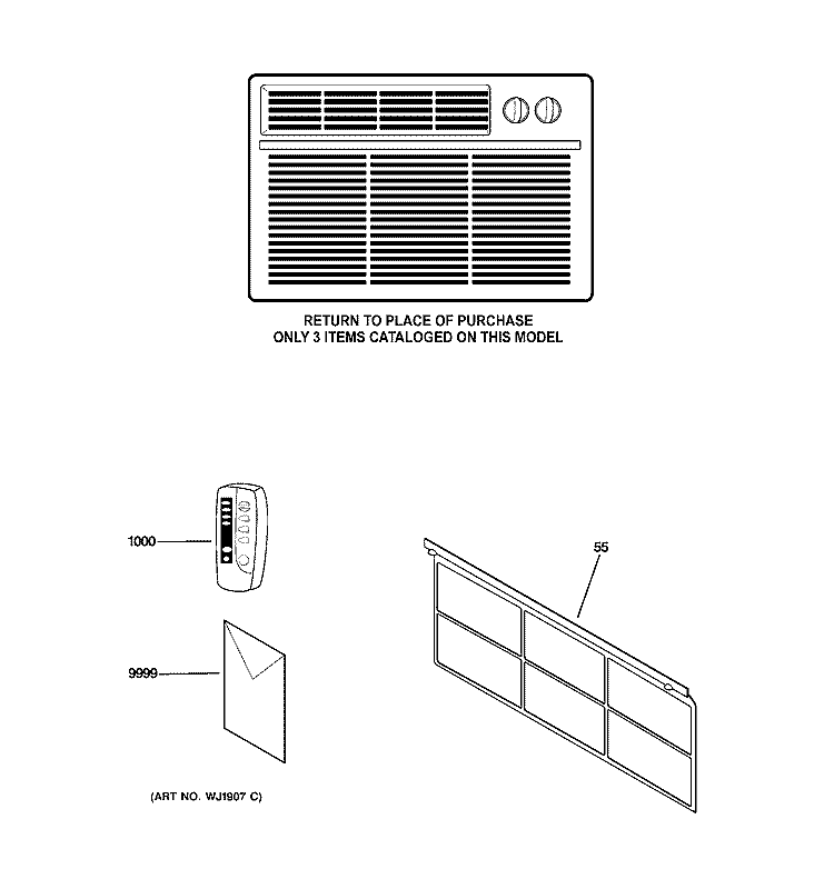 ROOM AIR CONDITIONER Diagram and Parts List for ASH06LKS1  General Electric Air Conditioner