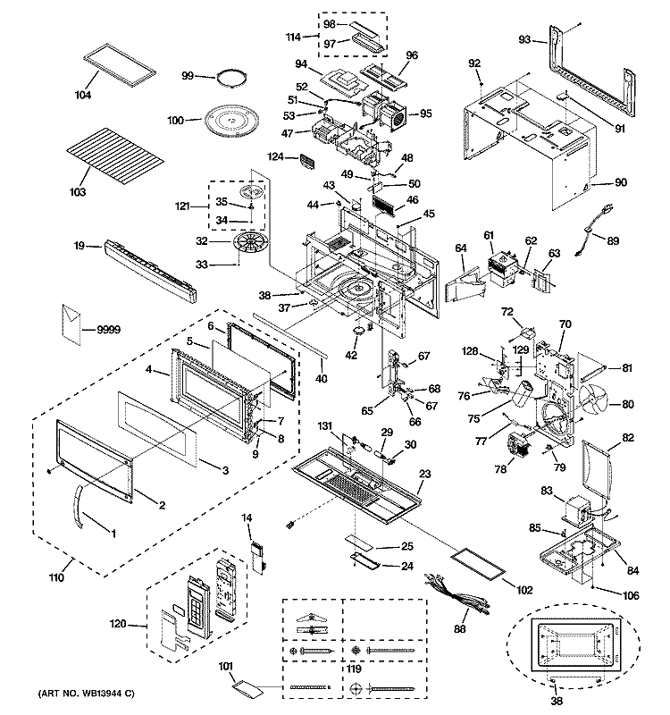MICROWAVE Diagram and Parts List for DVM1850DMBB01  General Electric Microwave