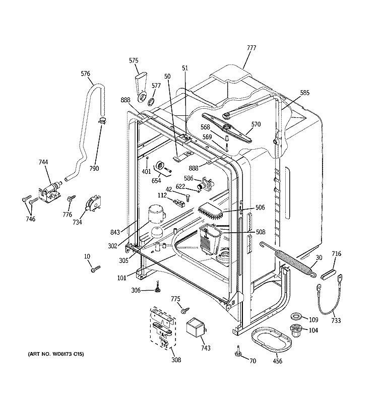 BODY PARTS Diagram and Parts List for EDW6100N00BB  General Electric Dishwasher
