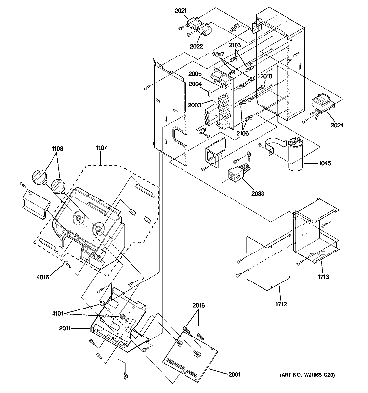 CONTROL PARTS Diagram and Parts List for AZ28E09EABM3  General Electric Air Conditioner