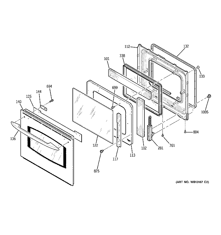 DOOR Diagram and Parts List for JCK915SK3SS  General Electric Wall Oven