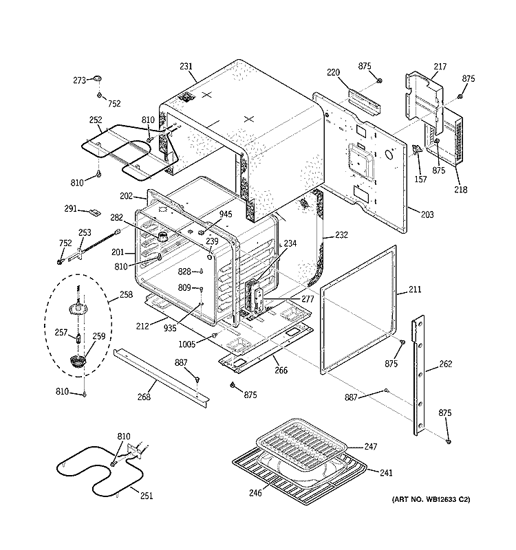 BODY PARTS Diagram and Parts List for JCKS06WF4WW  General Electric Wall Oven