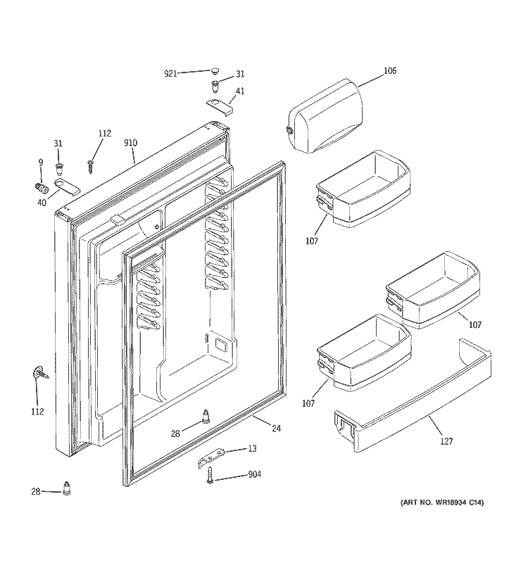FRESH FOOD DOOR Diagram and Parts List for ETS22SBSBRSS  General Electric Refrigerator