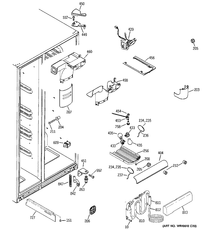 FRESH FOOD SECTION Diagram and Parts List for GCE21LGTAFWW  General Electric Refrigerator