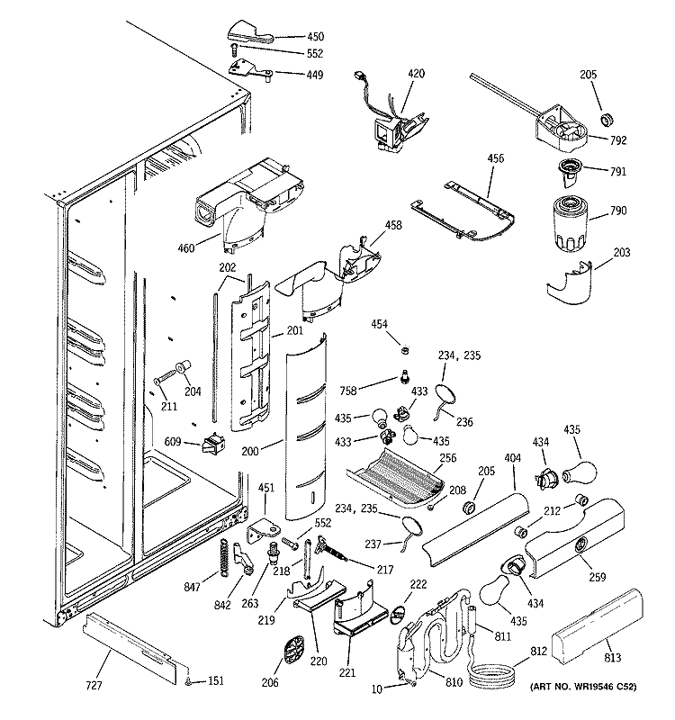 FRESH FOOD SECTION Diagram and Parts List for GCE21MGTAFSS  General Electric Refrigerator
