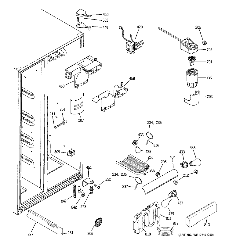 FRESH FOOD SECTION Diagram and Parts List for GCE23LGTAFBB  General Electric Refrigerator