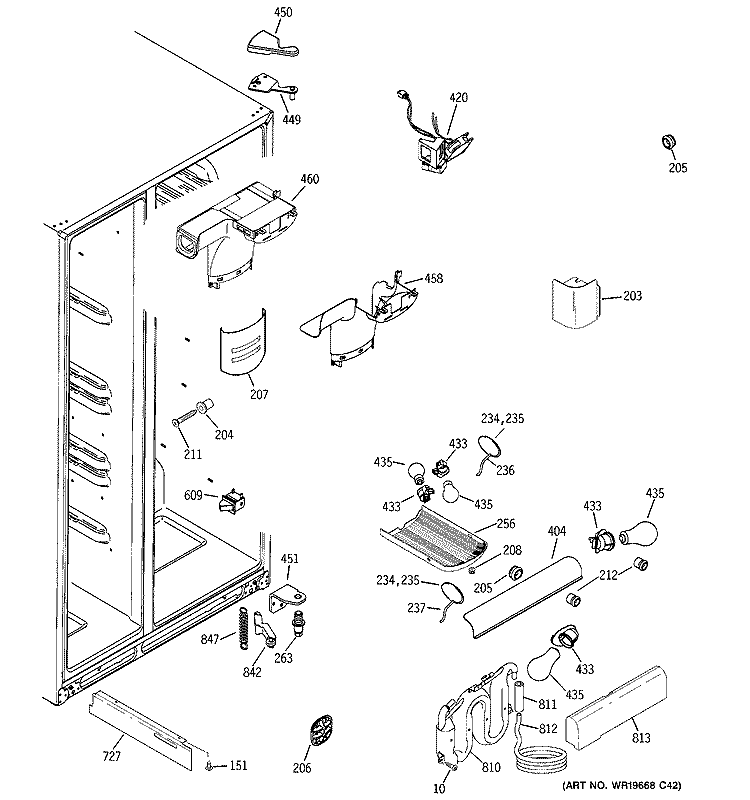 FRESH FOOD SECTION Diagram and Parts List for GCE23LHTAFSS  General Electric Refrigerator