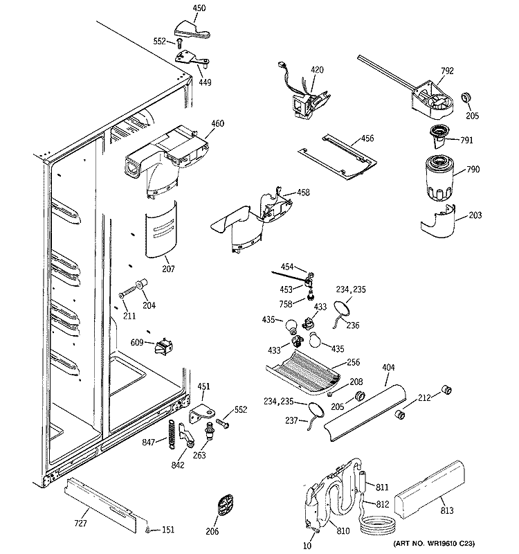 FRESH FOOD SECTION Diagram and Parts List for GCU21LGTAFBB  General Electric Refrigerator