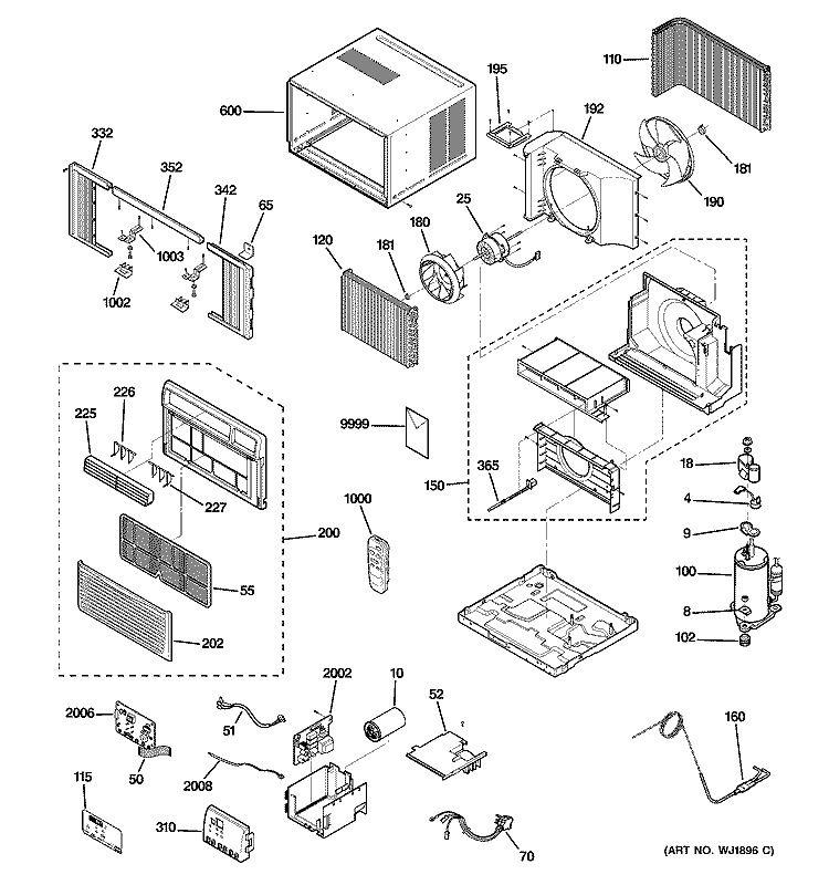 ROOM AIR CONDITIONER Diagram and Parts List for AGC10AJG1  General Electric Air Conditioner