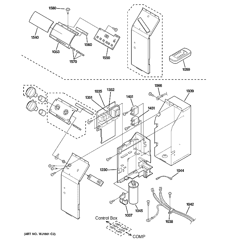 CONTROL PARTS Diagram and Parts List for AJCQ08ACCM1  General Electric Air Conditioner