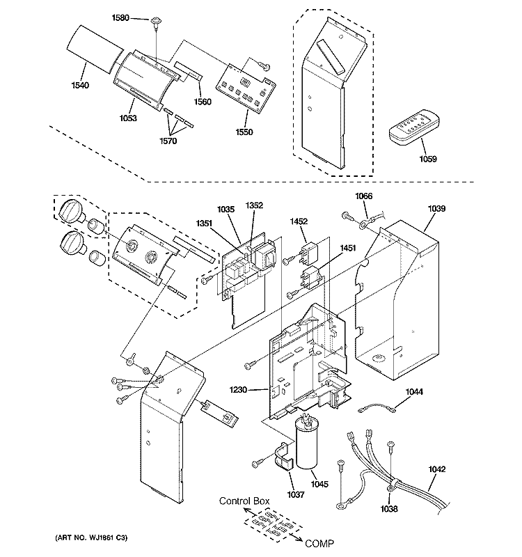 CONTROL PARTS Diagram and Parts List for AJCQ10DCCM1  General Electric Air Conditioner