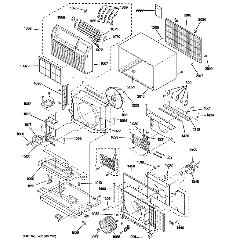 CABINET & COMPONENTS Diagram and Parts List for AJHS08ASCM1  General Electric Air Conditioner