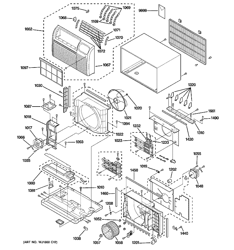CABINET & COMPONENTS Diagram and Parts List for AJHS08DCCM1  General Electric Air Conditioner